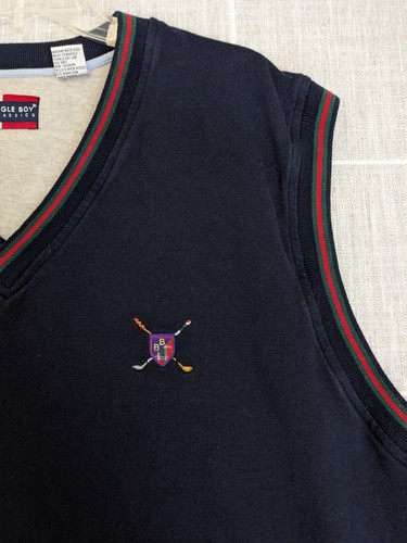Bugle Boy Golf Vest Mens XL Blue Gray Pullover Preppy Casual Classic - Picture 4 of 16