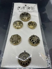 Vintage Colortrend GoldTone Set Of 6 Button Covers Original package Taiwan