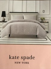 KATE SPADE NY Eyelet Tan/Taupe & White Cotton Twin XL/Twin Comforter Set NEW
