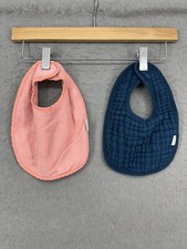 Green Sprouts Baby Bibs Organic Cotton Blue Pink Feeding Cloth Snap Hook  Loop