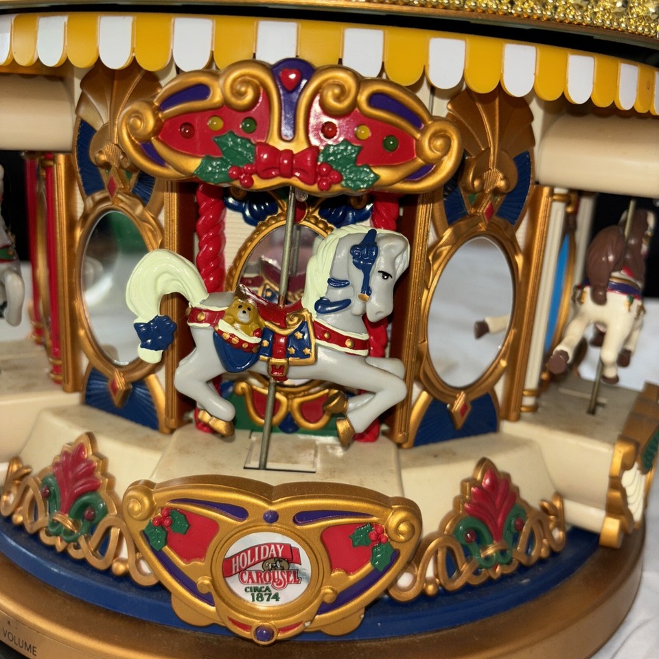 1994 Mr. Christmas Holiday Merry Go Round Animated Carousel 21 Carols