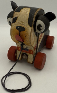 Fisher-Price Barky the Boston Terrier Pull Toy 4" Model #462 Vintage 1958