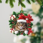 Personalized Norwegian Forest Cat Christmas Wreath Ornament, Lovely Cat Ornament