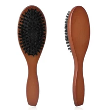Boar Bristle Hair Brush for Women Men Kid Soft Natural dark brown 