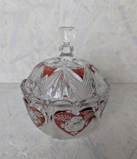 Bonboniere Deckeldose Kristallglas Hofbauer rot