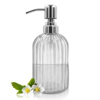 Glas Seifenspender Edelstahlpumpe NachfüLlbar Badezimmer KüChe Transparent 14 Oz