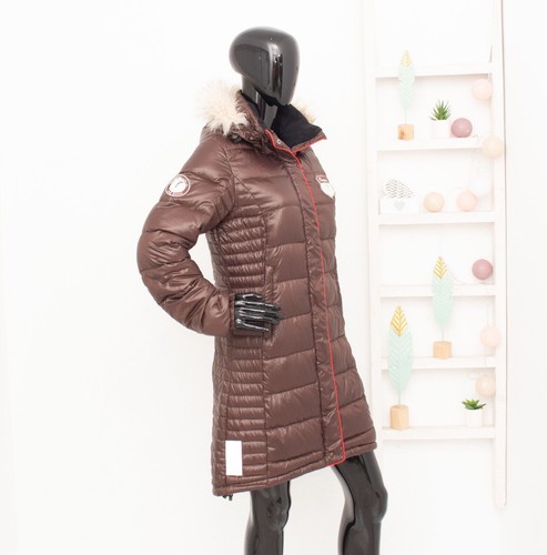 BERGANS Bodo Down Lady Coat Faux Fur Hooded Brown Puffer Parka Long Jacket S - Bild 2 von 10
