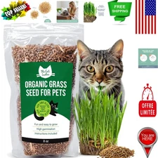 Non-GMO Cat Grass Seeds - 100% Organic & Nutrient-Rich for Healthy Cats, 8 oz