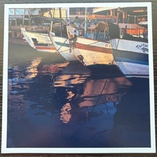 EL SALVADOR REAL PHOTO 7.5X7.5" FISHING BOATS IN WATER LINED UP OFF DOCKS