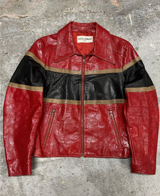 AW2001 Dolce & Gabbana Premium Red Vinyl Leather Biker Jacket