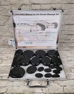 Electric Hot Stone Massage Set With Aluminum Case & User Manual