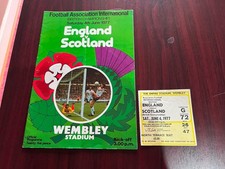 England v Scotland Football match day programme and ticket June 1977 Wembley.