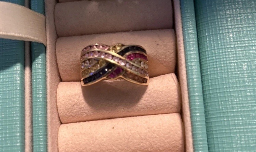 Multicolor lab created  Gemstone Ring Yellow Gold… - image 1