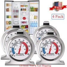 4 Pack Refrigerator Freezer Thermometer Large Dial Analog Thermometer