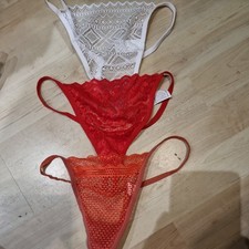 Ladies Random Sheer Lacey Strings/panties Three Pack Size 8-10