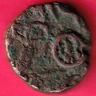 KANGRA DYNASTY HORSE MAN & BULL TYPE RARE COPPER COIN#Q40