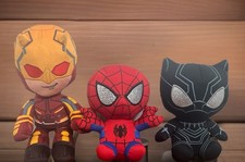 Marvel Plush Lot of 3 Mattel Daredevil 9  Ty Black Panther 6  Ty Spider-Man 6  