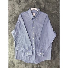 Brooks Brothers 346 Mens 17-4/5 Blue Check Non-Iron Regular Fit Dress Shirt