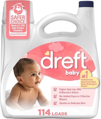 Dreft Baby Liquid Laundry Detergent, Gentle on Sensitive Skin Laundry Soap, 150
