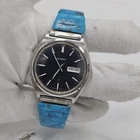 Vintage Seiko SQ Men’s Blue Dial Stainless Day Date 7546-8049 Watch New Battery