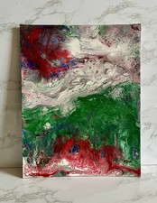 Abstract Acrylic Pour On Canvas Panel Hand Painted Art -Size: 11x14 -Unframed