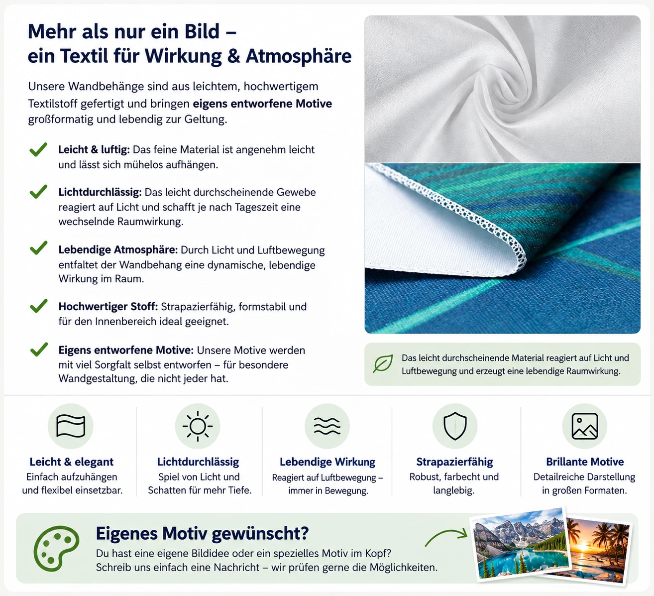 Material und Verarbeitung des textilen Wandbehangs