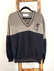 VTG Carmel Sweater Golfer Black Beige Size L Heavyweight V-Neck Made In USA — photo 1