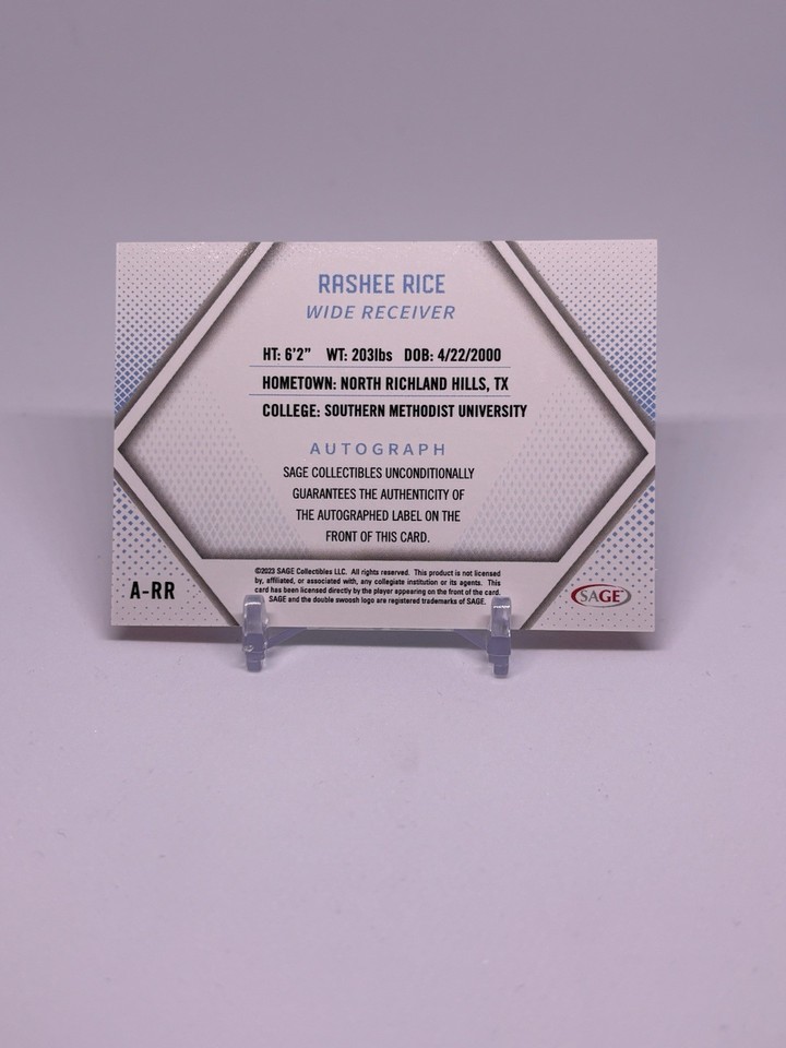 2023 Sage RASHEE RICE #A-RR - AUTO - Red Parallel Kansas City Chiefs | eBay