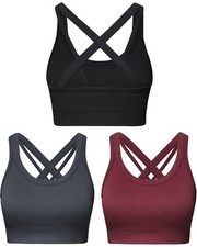 Women's High Support Sports Bras, CrissCross Padded Strappy, Large Bust