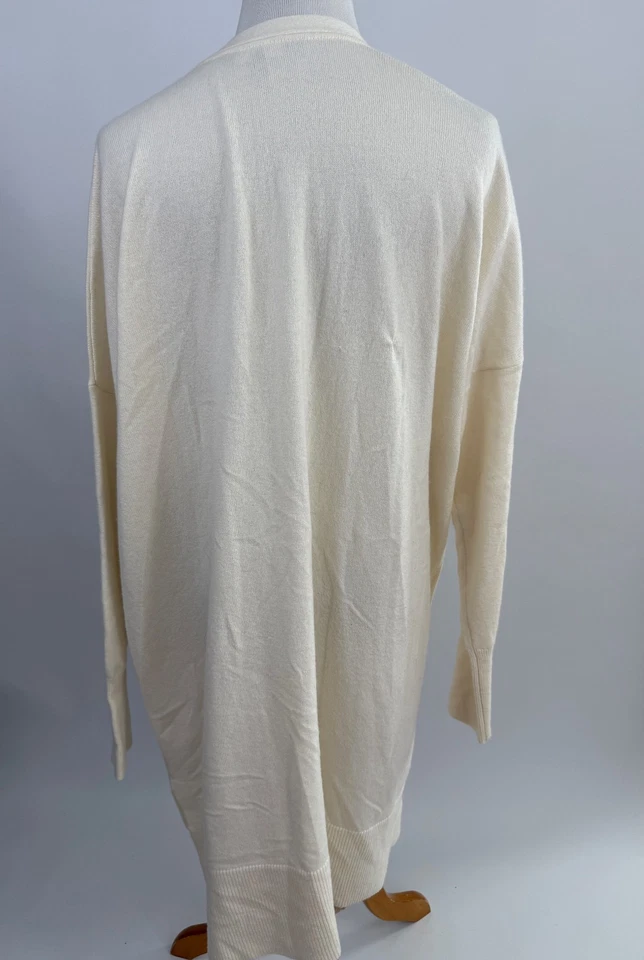 Cárdigan Suéter Para Mujer ATHLETA Marfil Largo Plumero Lana Cashmee XL Foto 3 de 4