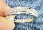 Round Cut Real Moissanite Engagement Band Sterling Silver Stackable Ring Size 7