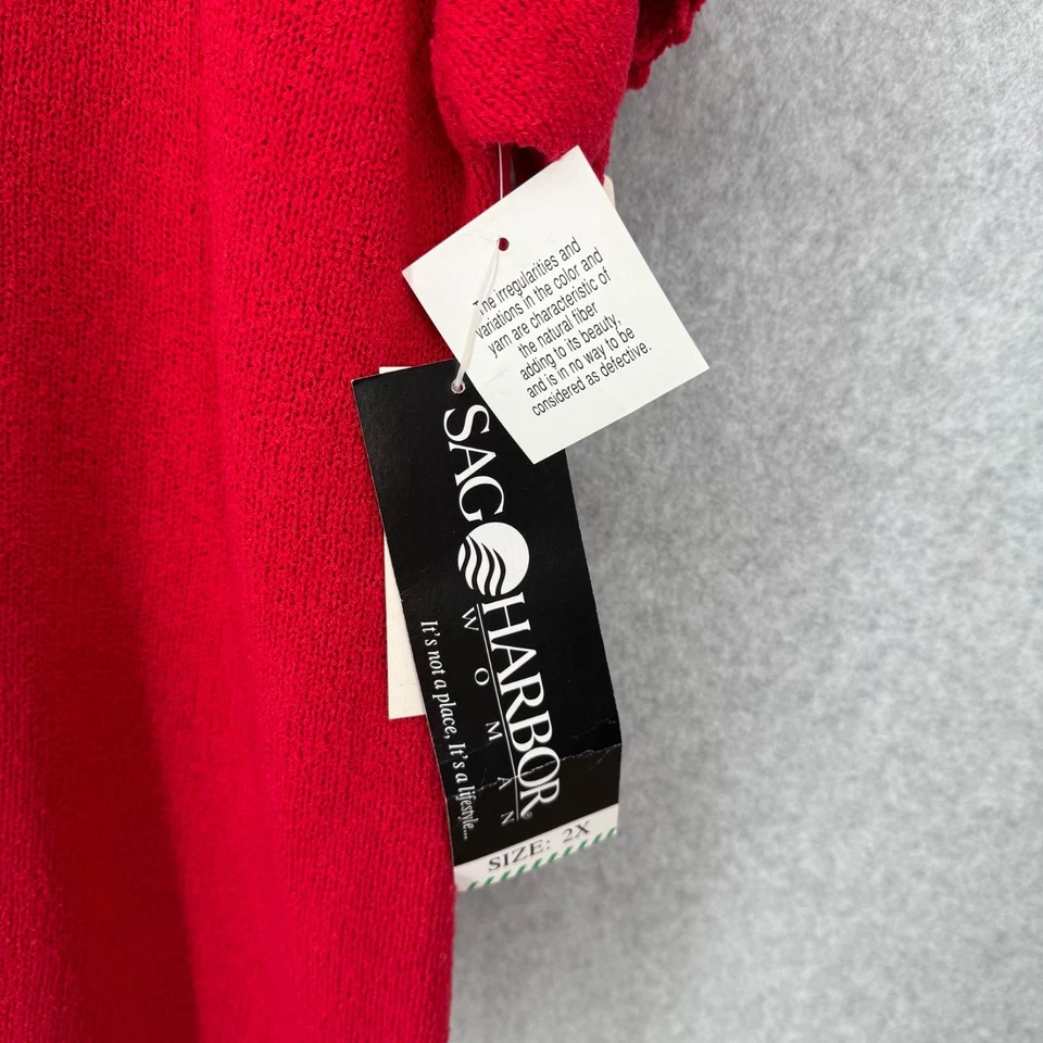 Sag Harbor VTG Knit Silk Blend Cardigan Sweater Size 2x Red Short Sleeve NEW - Image 4 of 4