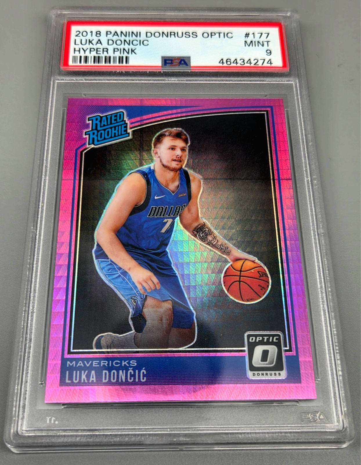 2018-19 Donruss Optic Hyper Pink #177 Luka Doncic RR: Dallas Mavericks PSA 9