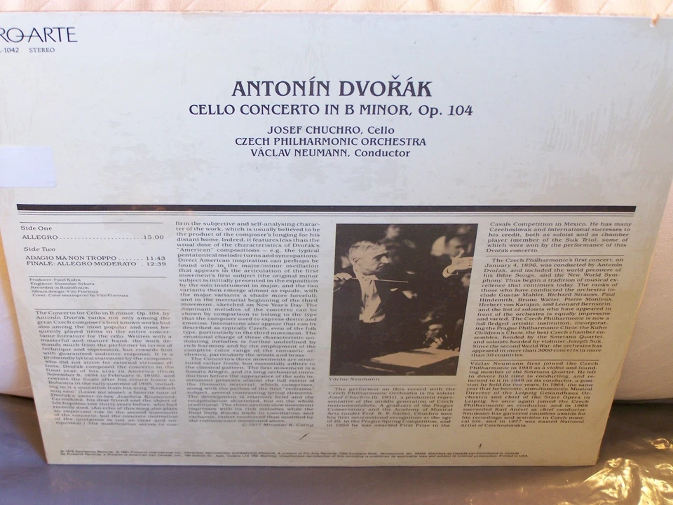 Dvorak Cello Concerto Chuchro Neumann Czech Phil. STILL FACTORY SEALED! - Image 2 of 2