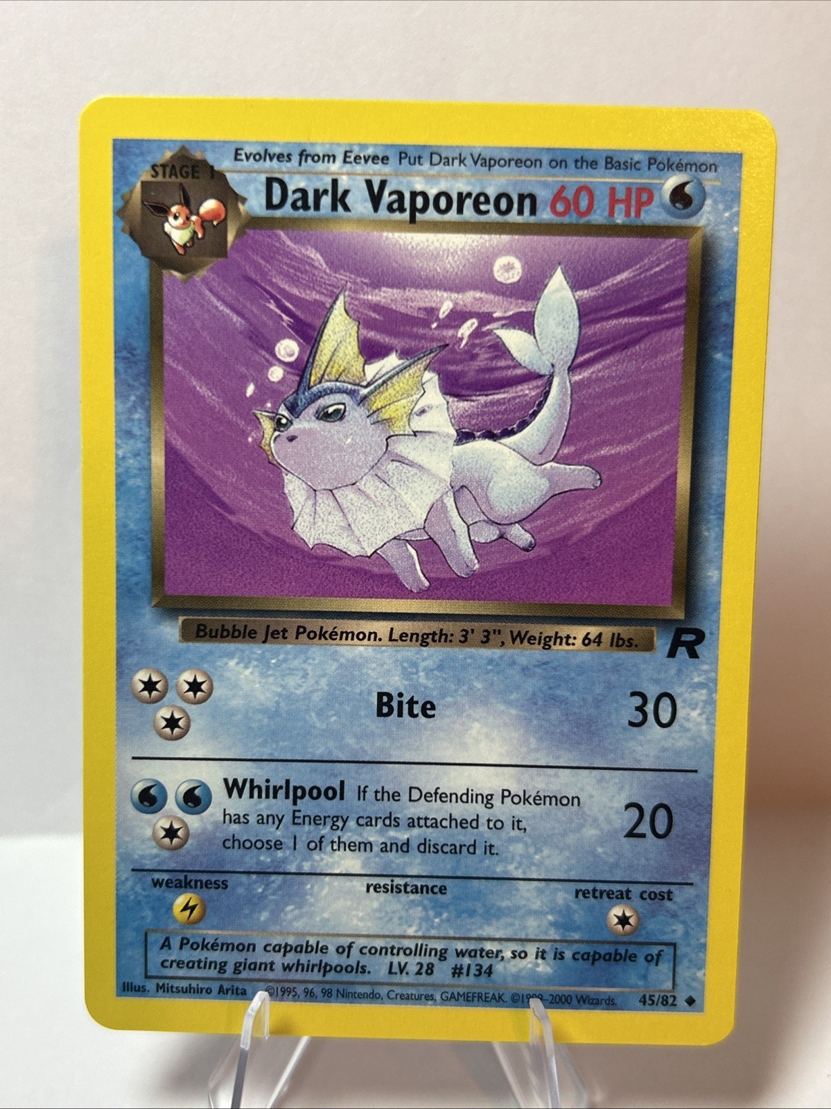 DARK VAPOREON  45/82 Team Rocket Pokemon Card Uncommon Unlimited LP