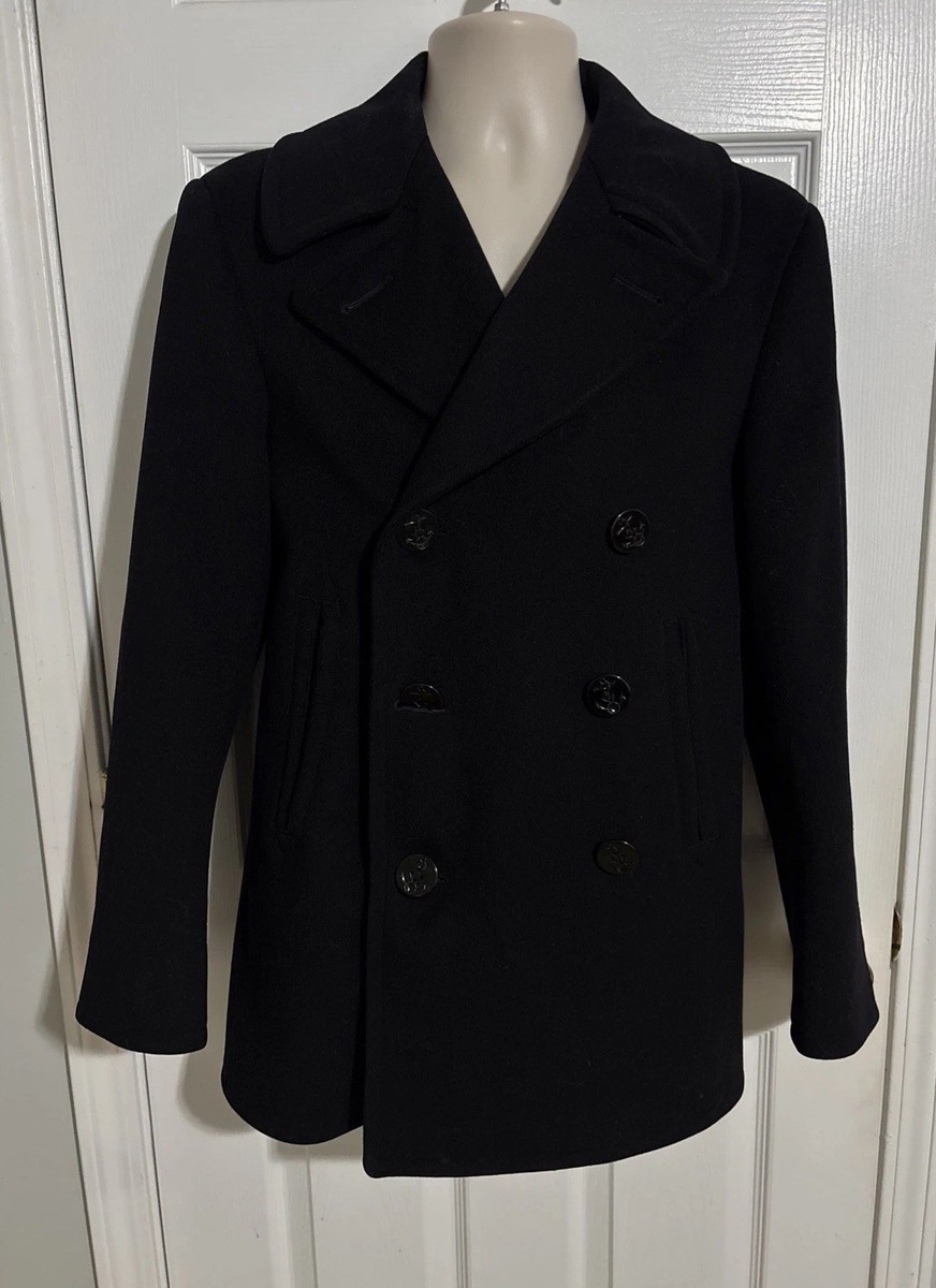 1960s US Navy “P-COAT” Vintage 1950s/1960S Us Navy Pea Coat, Size 38 - Excellent