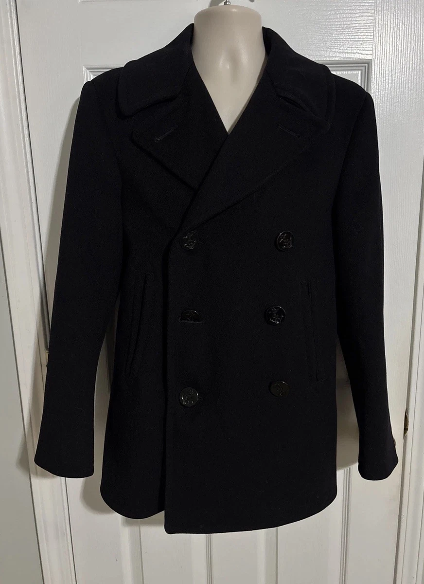 1960s US Navy “P-COAT” Vintage 1960's Midnight Blue Naval Pea Coat | Size S - Brick Vintage