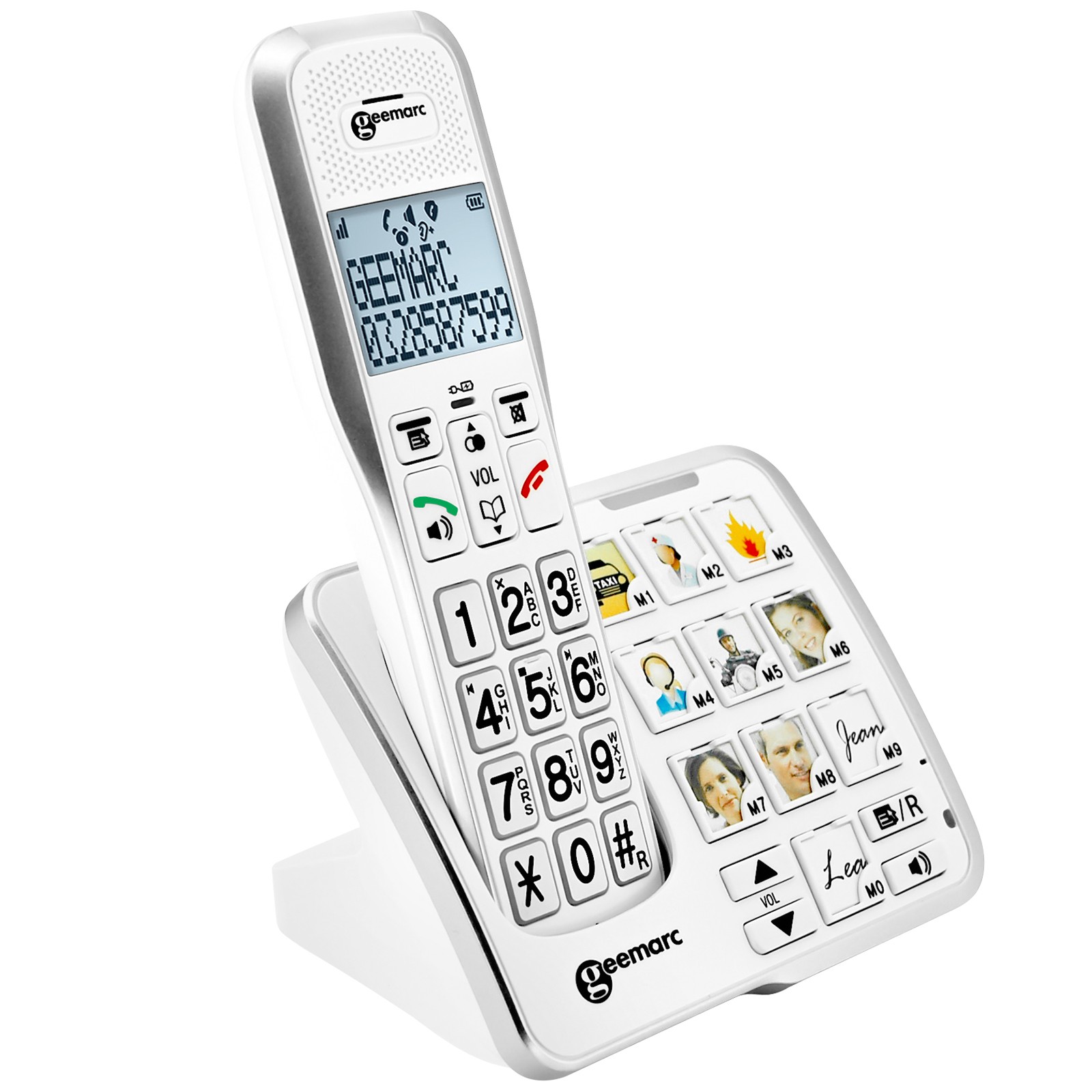 Téléphone sans fil amplifié Geemarc avec répondeur et grosses touches pour malentendant