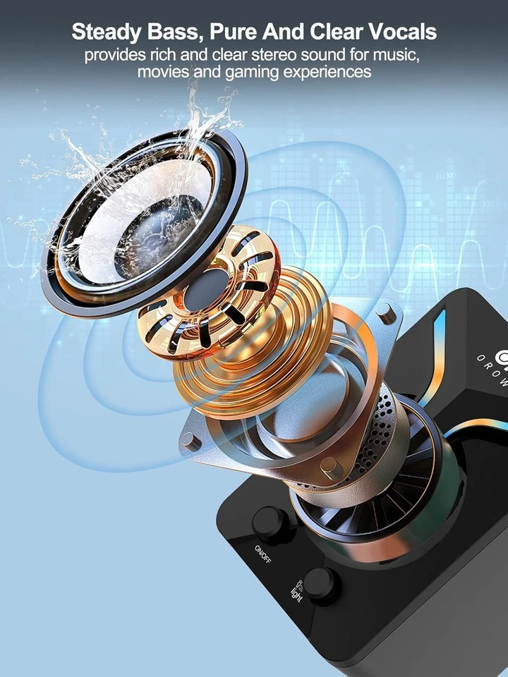 RGB Mini PC Speakers with Subwoofer Powerful Bass for Gaming & Desktop Use - Image 3 of 4