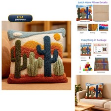 Latch Hook Pillow Kit Cactus Desert 43x43cm