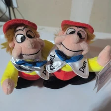 DISNEY STORE PLUSH BEAN BAG TWEEDLE DEE/DUM  8" ALICE IN WONDERLAND