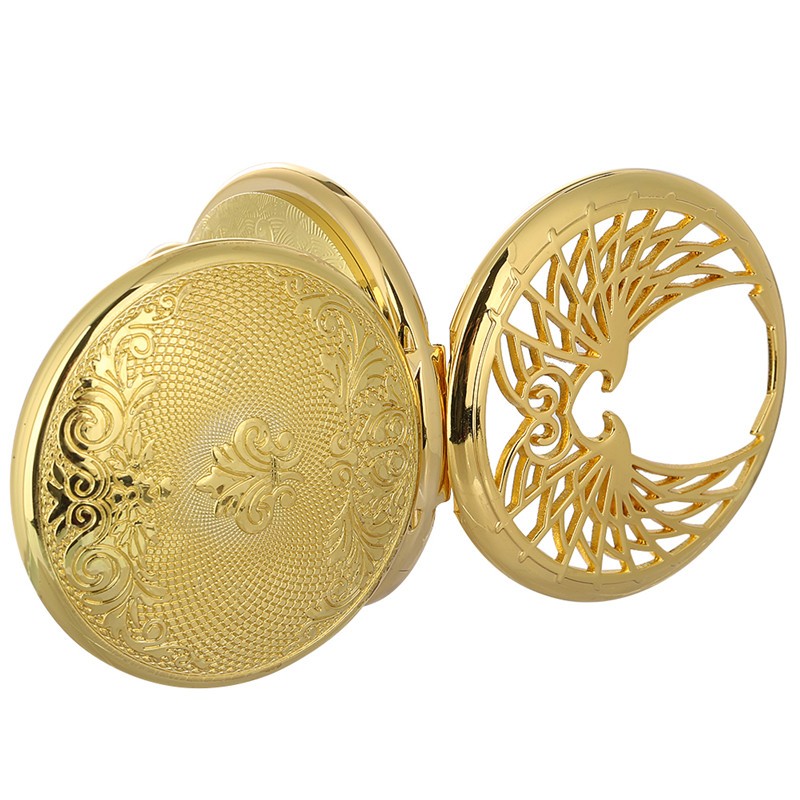 Mens Pocket Watch Mechanical Double Hunter Skeleton Short Chain Christmas Gifts