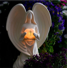Solar Angel Statue with Lighted Heart Outdoor Garden Religious Decor