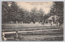 Womens Building Dance Hall Whalom Park MA Charlie Chaplin Lookalike Postcard AK6