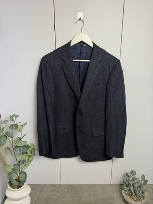 Canali Herren Woll Blazer Sport Mantel Blau Strukturiert 2 Knopf Made in...