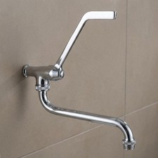 Long Lever Chrome Wall Mounted Tap Disabled Mobility