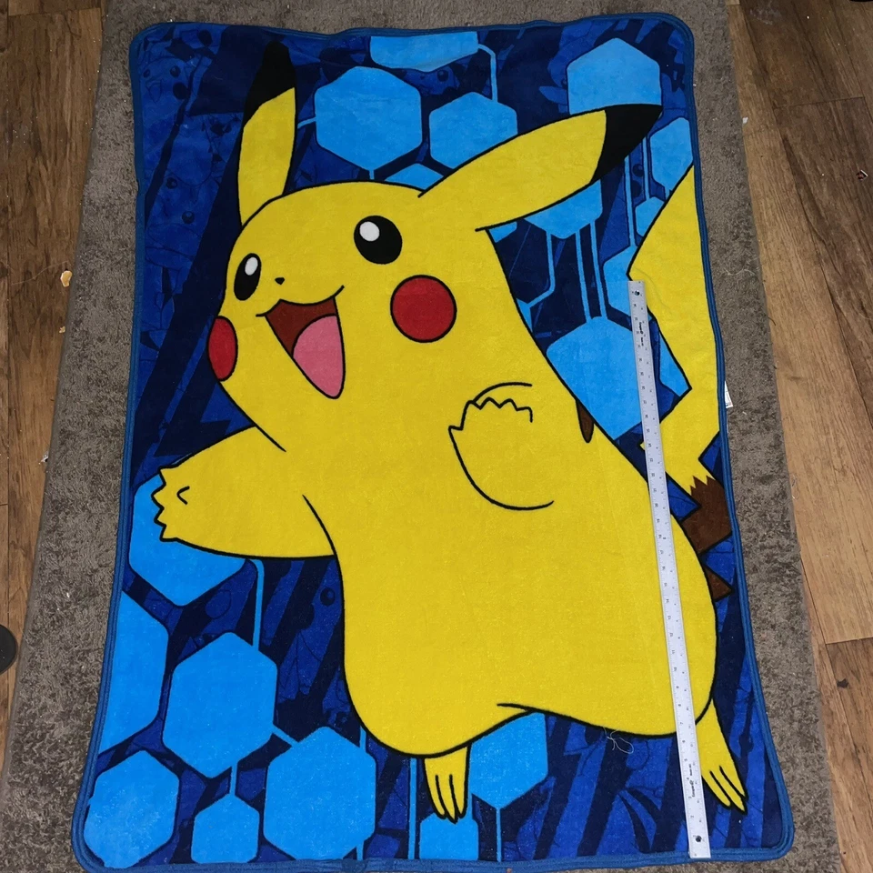 Vintage Pokemon Blanket Throw Northwest Compan Jumping Pikachu - Image 3 of 4