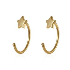 925 sterling silver small star open hoop earring, tiny gold huggie hoop earrings