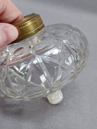 British Cut Roundlets Xs & Lines Flint Glass Peg Lamp Circa 1840-1860 - Picture 7 of 9