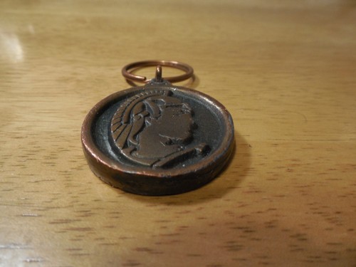 Vintage PTS 8th Anniversary 1992 Metal Keychain Trojan Thick - Picture 3 of 4